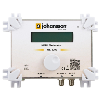 Johansson 8202 HDMI Modulator Frontansicht, ein Gerät zur Umwandlung von HDMI Signale in DVB-C Kanäle
